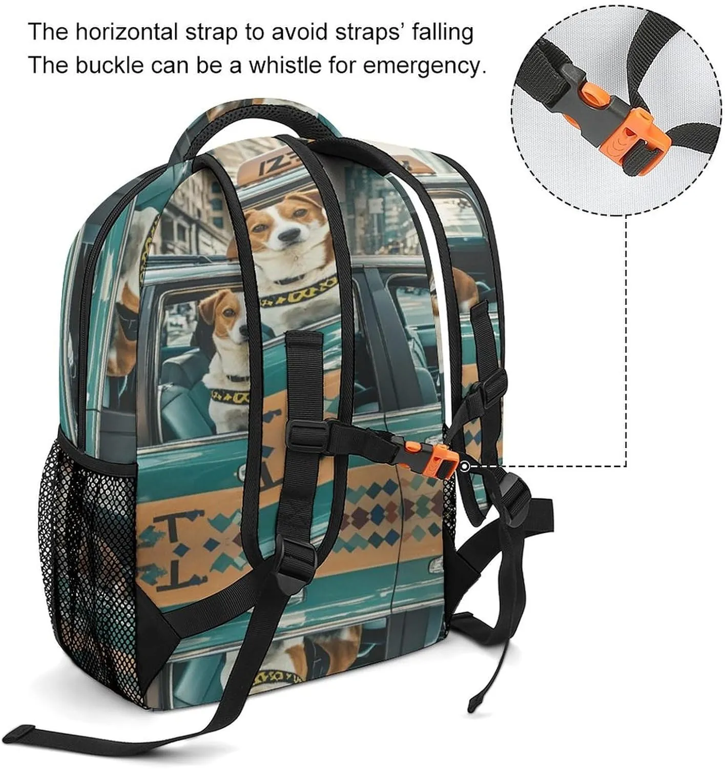 Small Backpacks Personalized A Taxi Dog Printing Travel Bag Lightweight Travel Backpack For Women Men