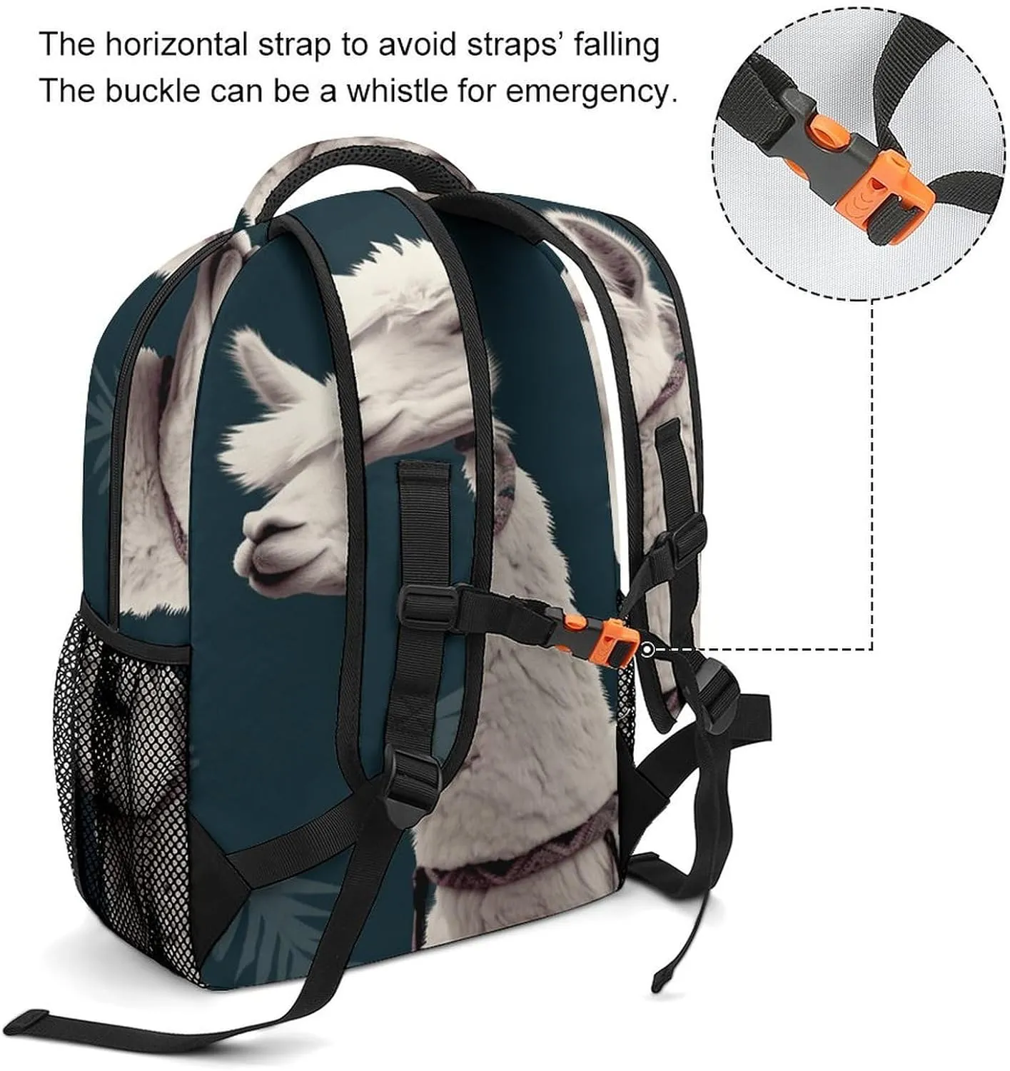 Small Backpacks Personalized A White Alpaca Printing Travel Bag Lightweight Travel Backpack For Women Men