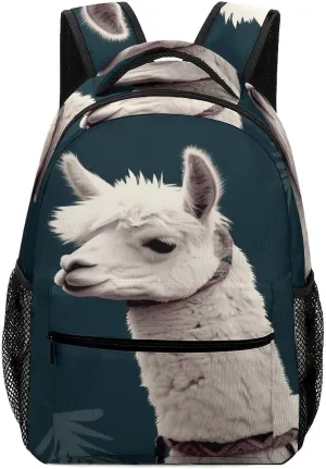 Small Backpacks Personalized A White Alpaca Printing Travel Bag Lightweight Travel Backpack For Women Men