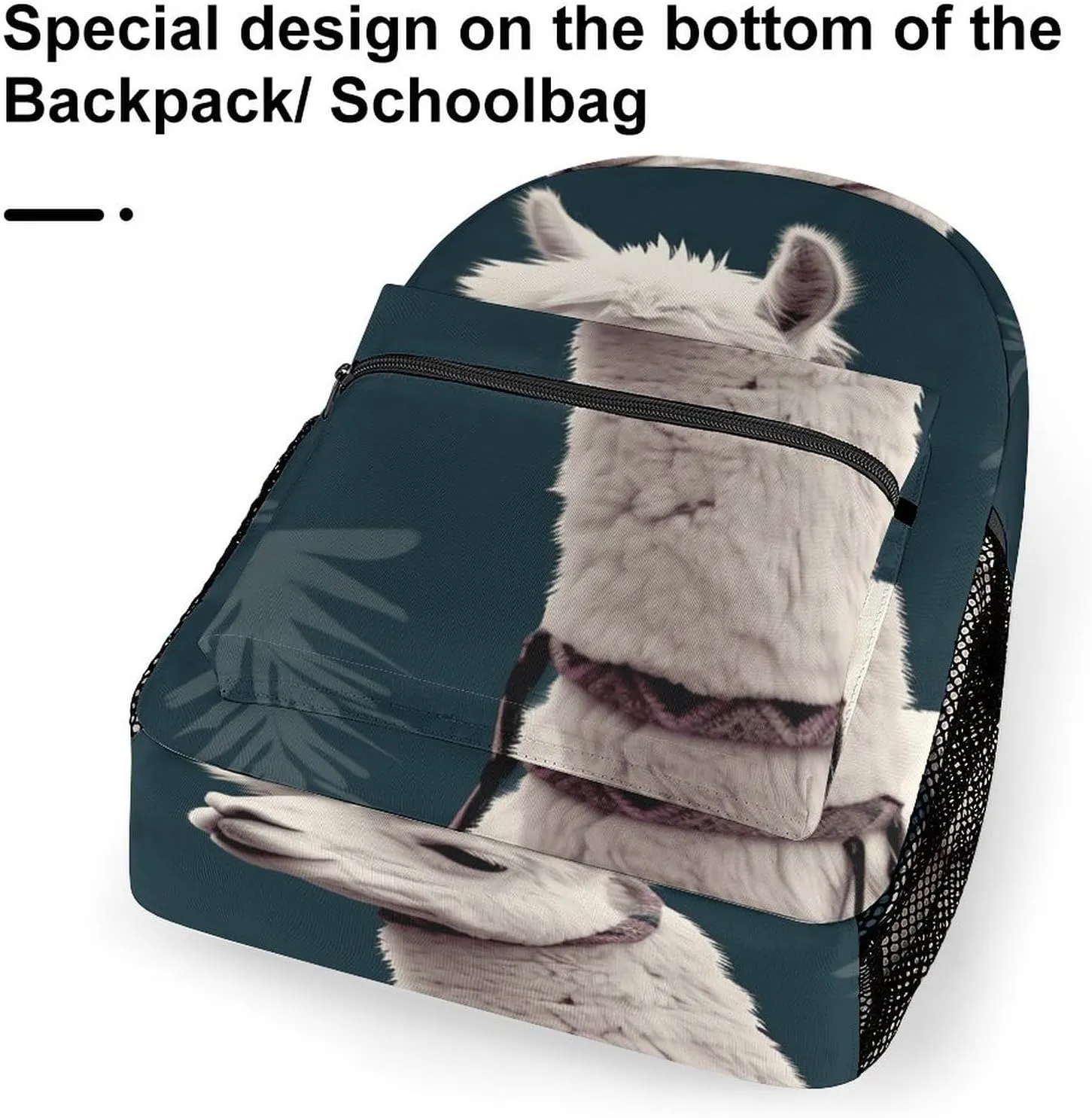 Small Backpacks Personalized A White Alpaca Printing Travel Bag Lightweight Travel Backpack For Women Men