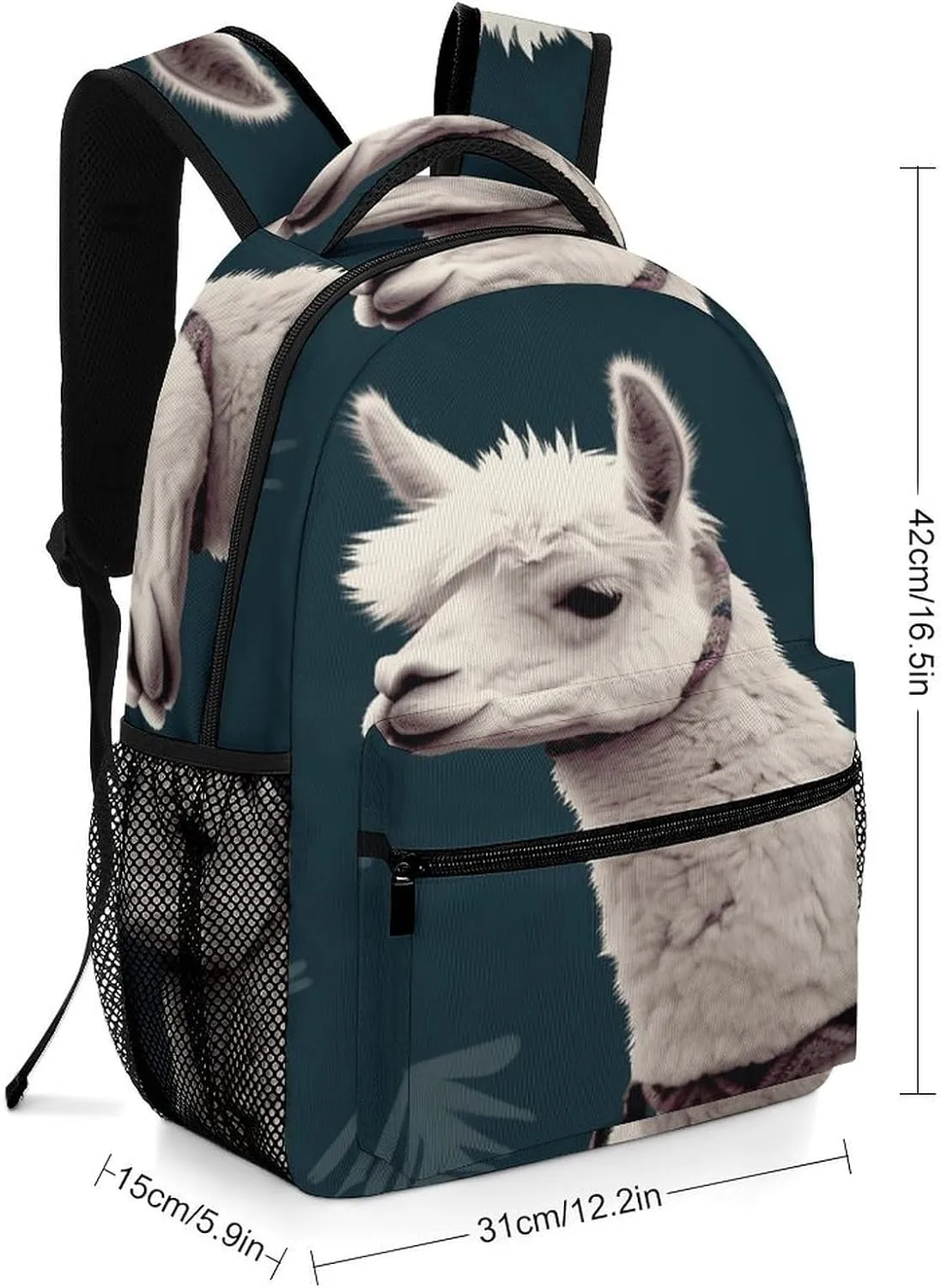 Small Backpacks Personalized A White Alpaca Printing Travel Bag Lightweight Travel Backpack For Women Men