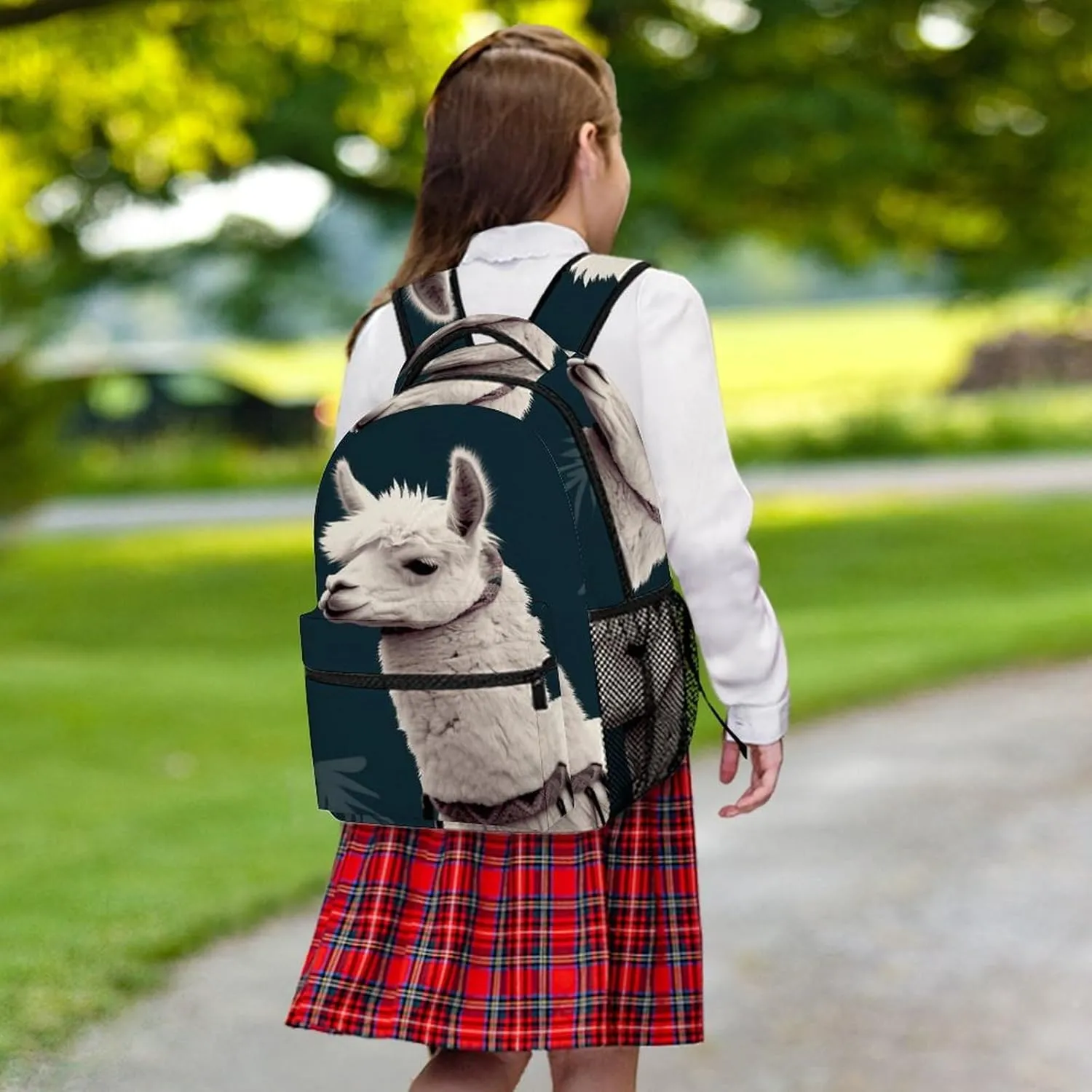 Small Backpacks Personalized A White Alpaca Printing Travel Bag Lightweight Travel Backpack For Women Men