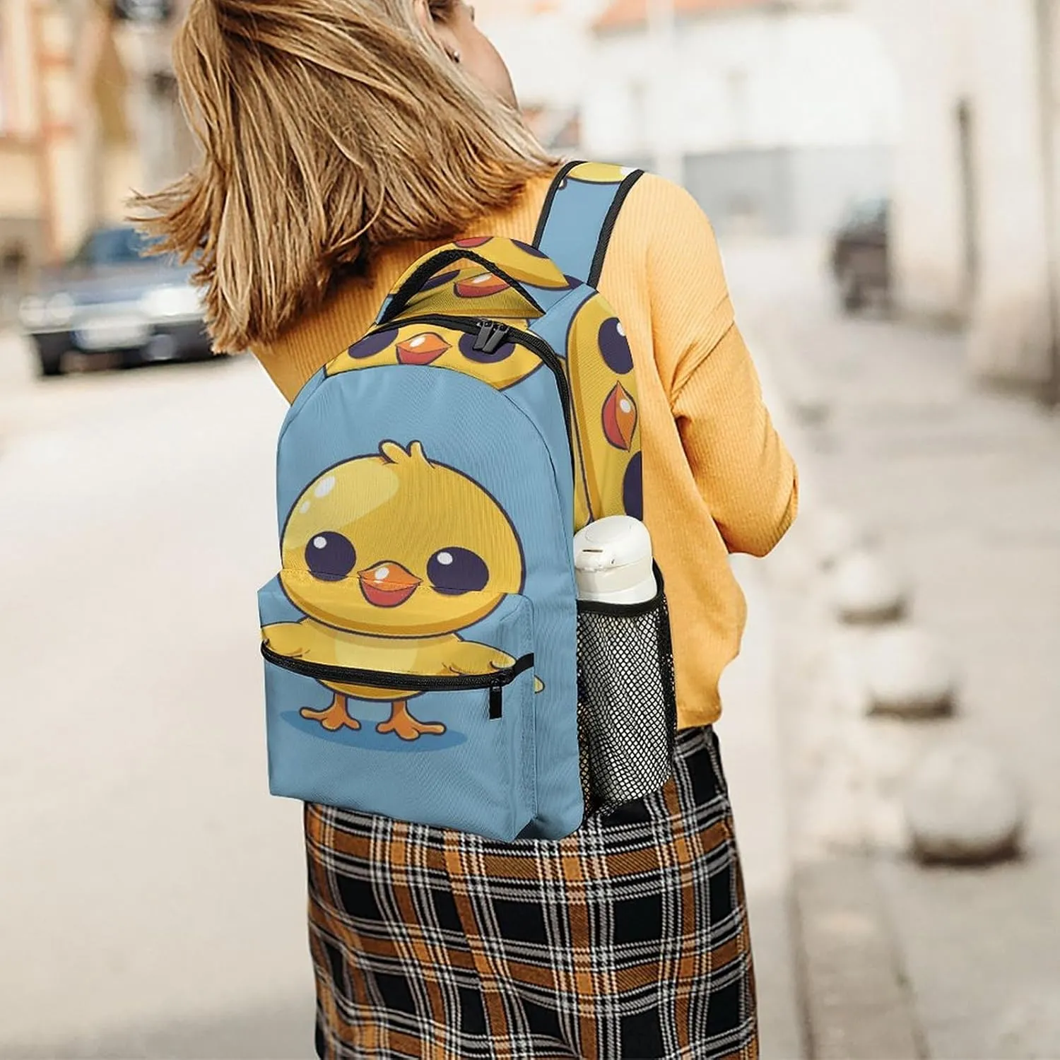 Small Backpacks Personalized A Yellow Chicken Printing Travel Bag Lightweight Travel Backpack For Women Men