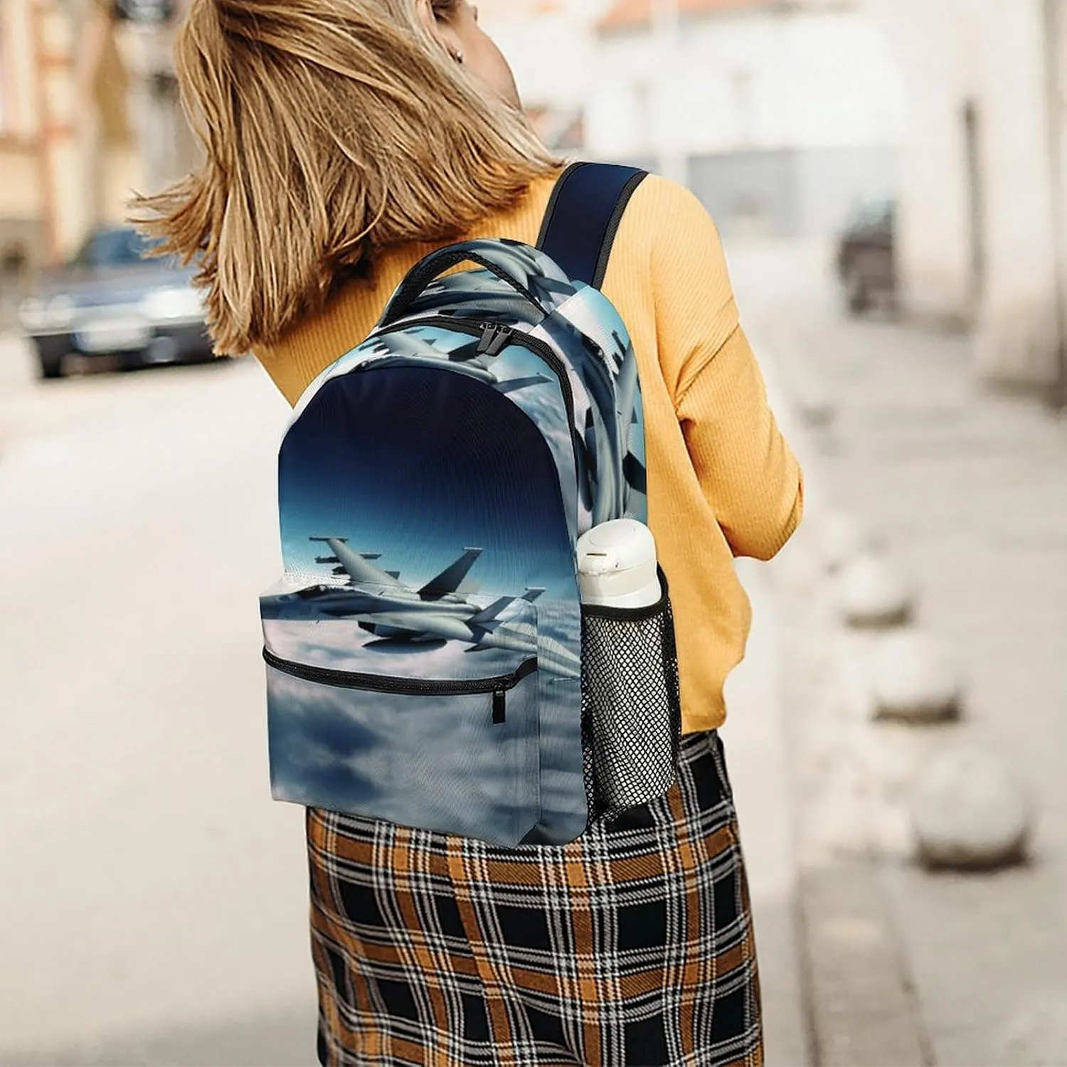 Small Backpacks Personalized Aircraft Fighter Jets Printing Travel Bag Lightweight Travel Backpack For Women Men