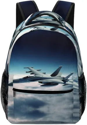 Small Backpacks Personalized Aircraft Fighter Jets Printing Travel Bag Lightweight Travel Backpack For Women Men