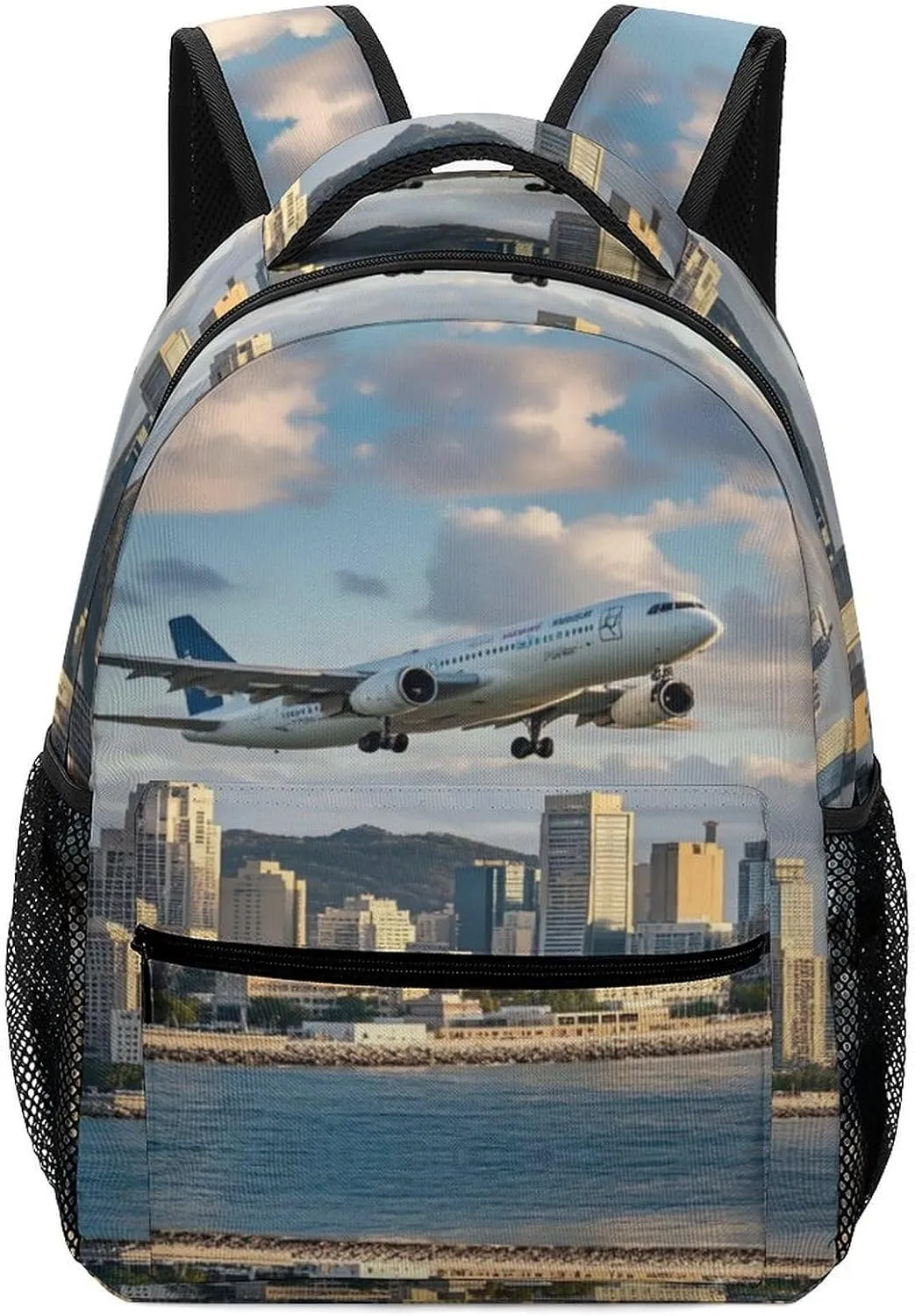 Small Backpacks Personalized Airplane And City Printing Travel Bag Lightweight Travel Backpack For Women Men