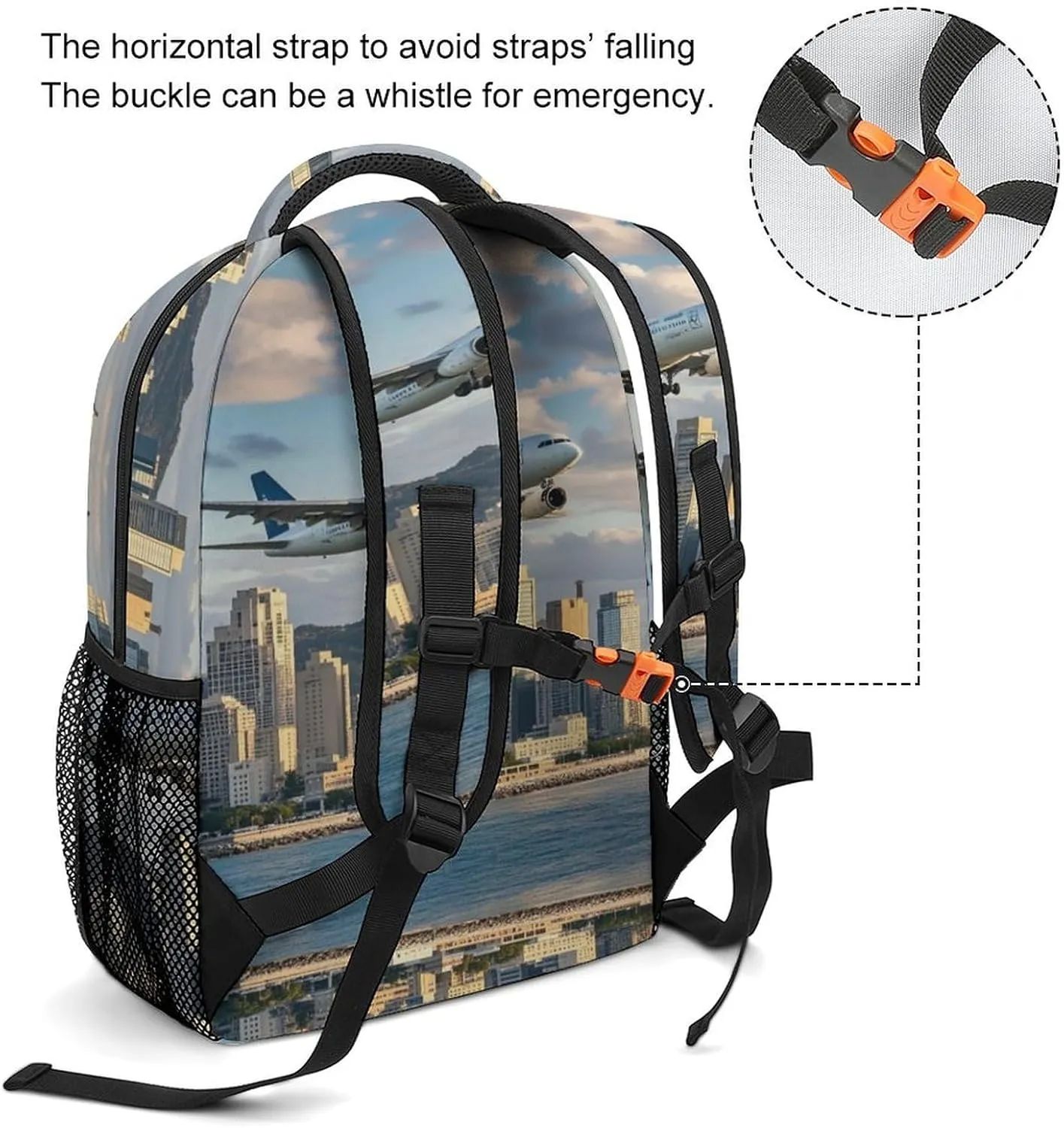 Small Backpacks Personalized Airplane And City Printing Travel Bag Lightweight Travel Backpack For Women Men