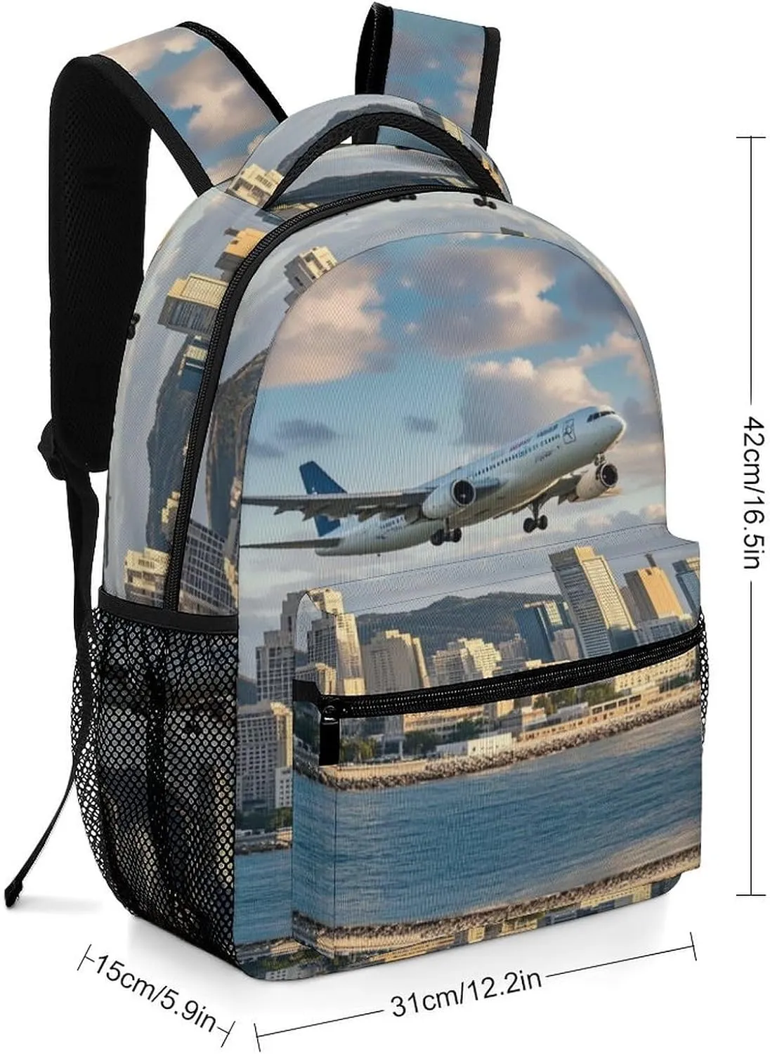 Small Backpacks Personalized Airplane And City Printing Travel Bag Lightweight Travel Backpack For Women Men