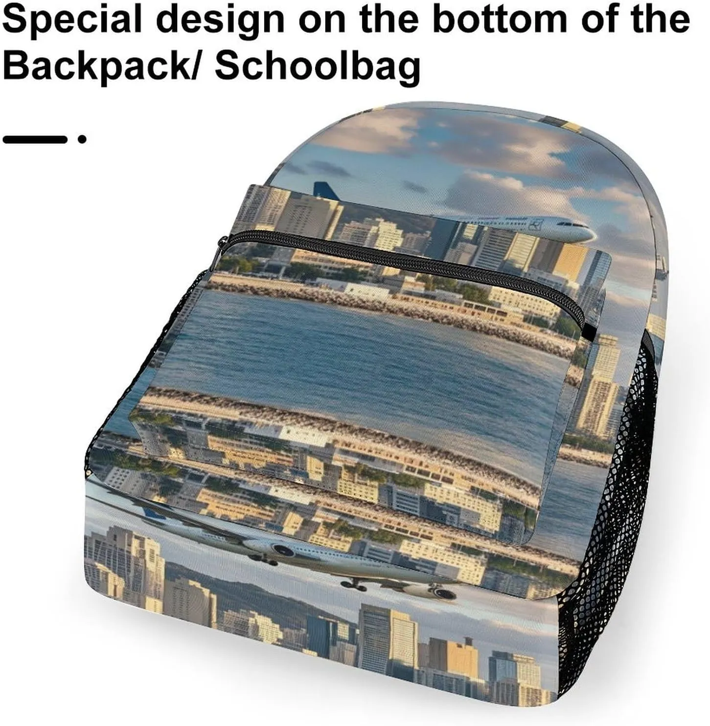Small Backpacks Personalized Airplane And City Printing Travel Bag Lightweight Travel Backpack For Women Men