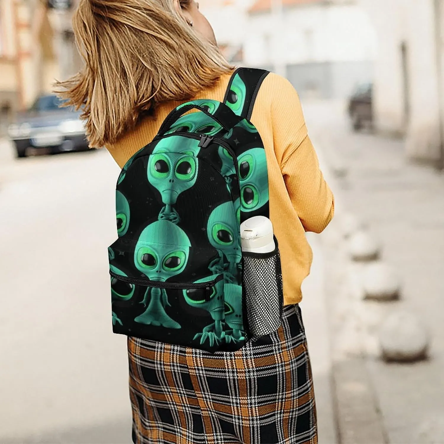 Small Backpacks Personalized Aliens Printing Travel Bag Lightweight Travel Backpack For Women Men