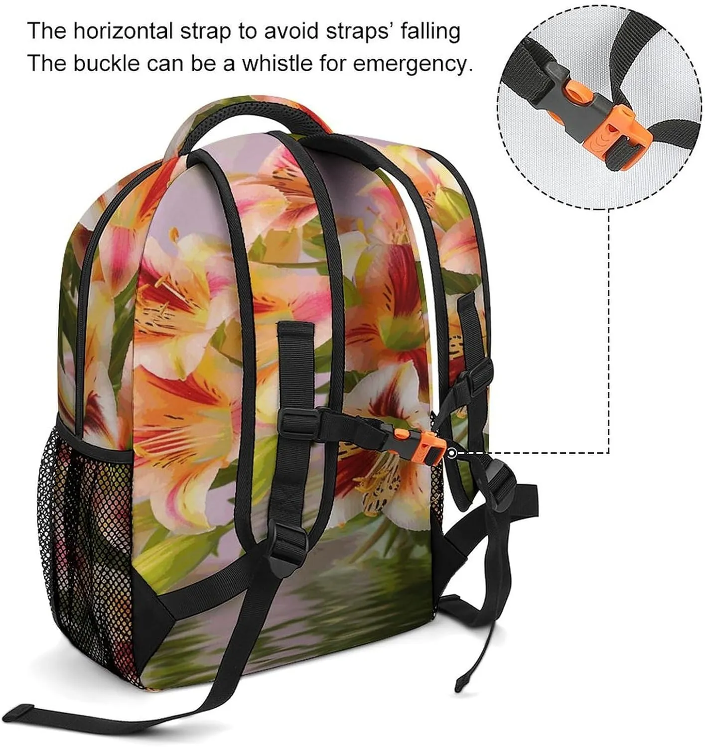 Small Backpacks Personalized Alstroemeria Printing Travel Bag Lightweight Travel Backpack For Women Men