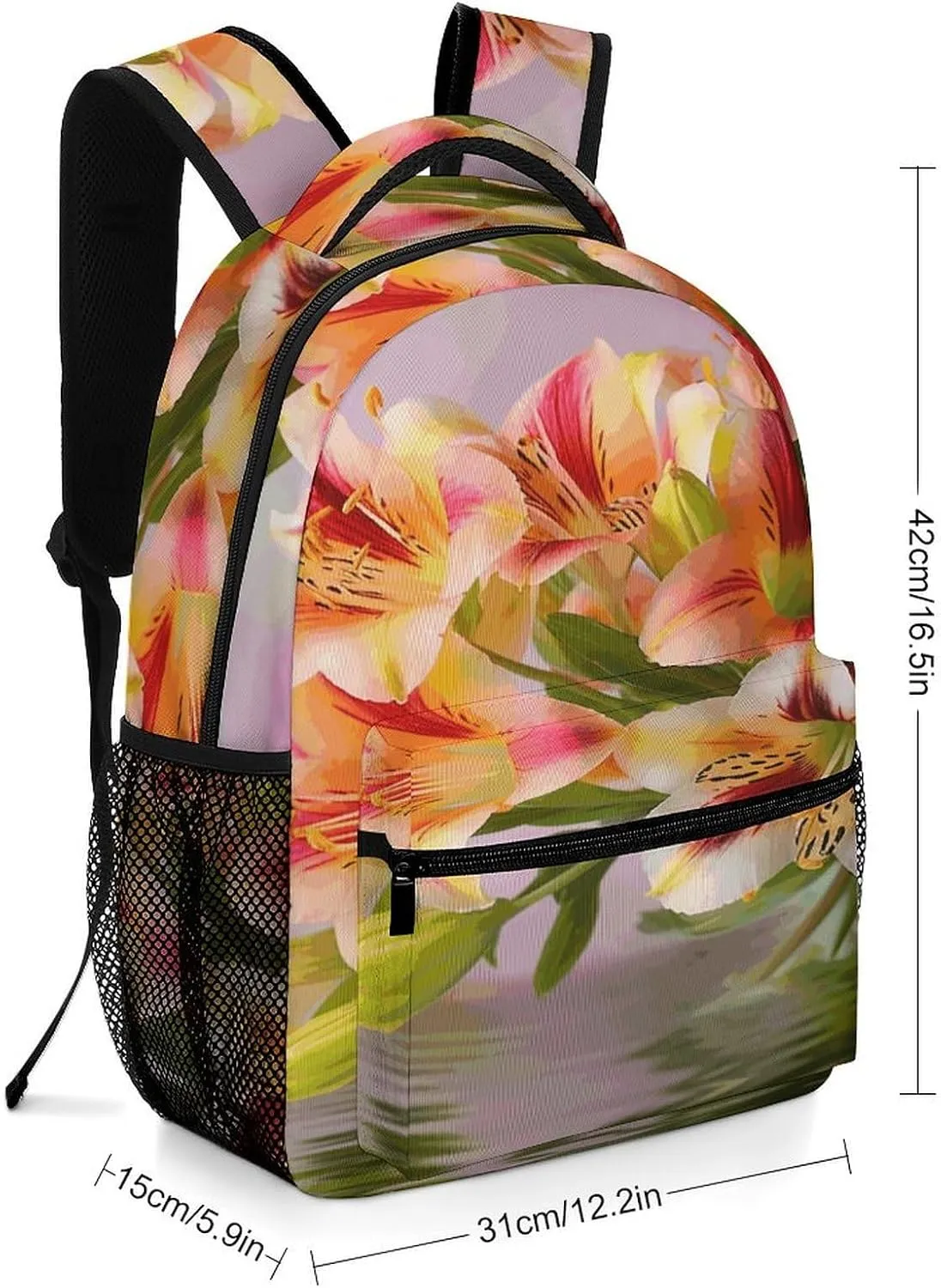 Small Backpacks Personalized Alstroemeria Printing Travel Bag Lightweight Travel Backpack For Women Men