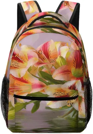 Small Backpacks Personalized Alstroemeria Printing Travel Bag Lightweight Travel Backpack For Women Men
