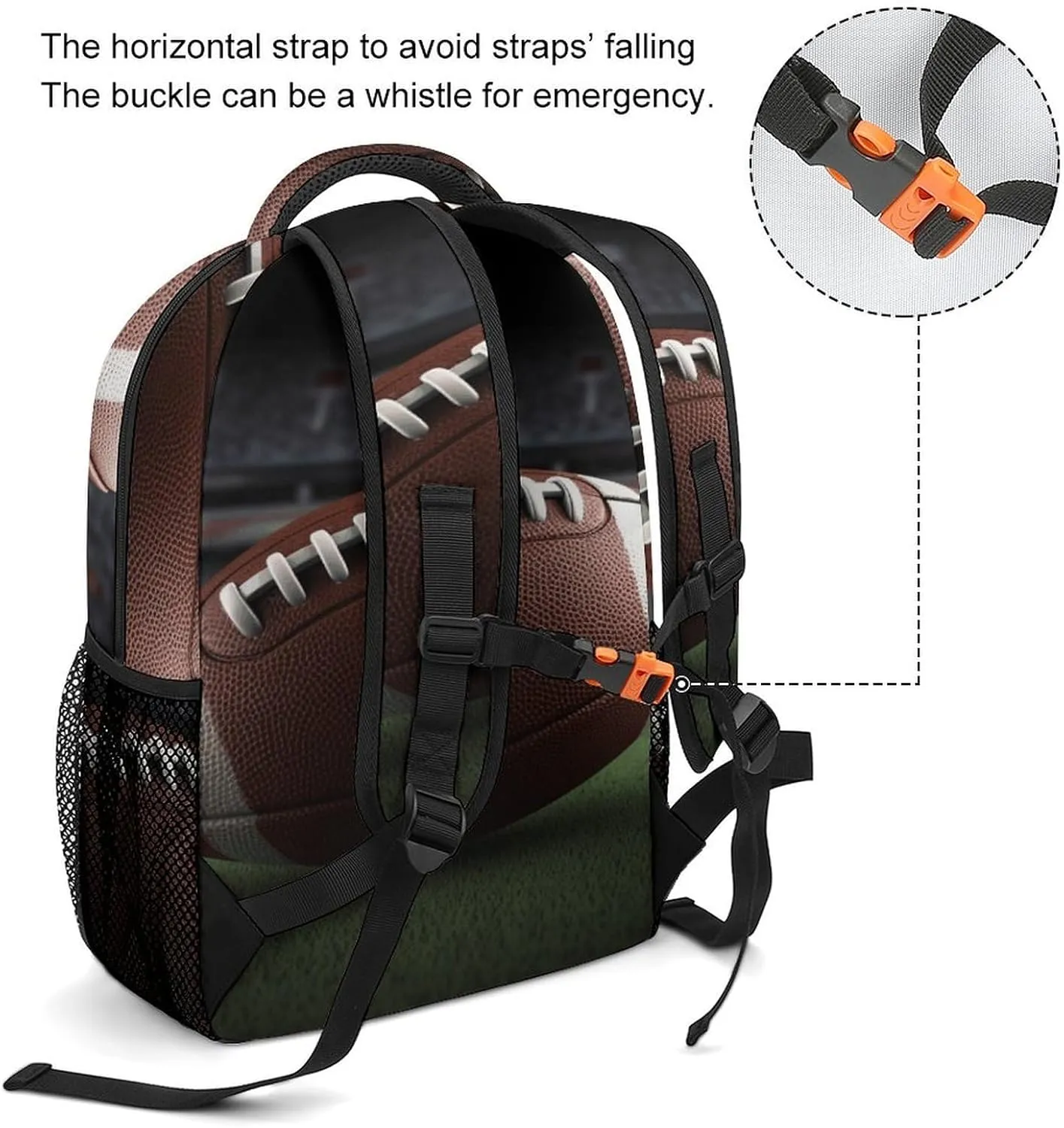 Small Backpacks Personalized American Football Printing Travel Bag Lightweight Travel Backpack For Women Men