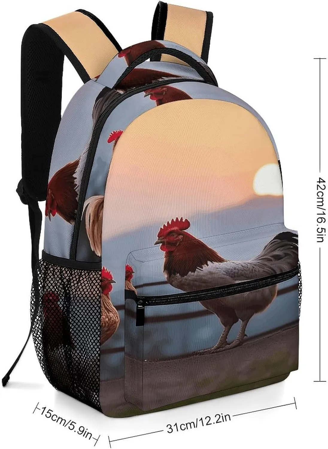 Small Backpacks Personalized Animal Chickens Printing Travel Bag Lightweight Travel Backpack For Women Men