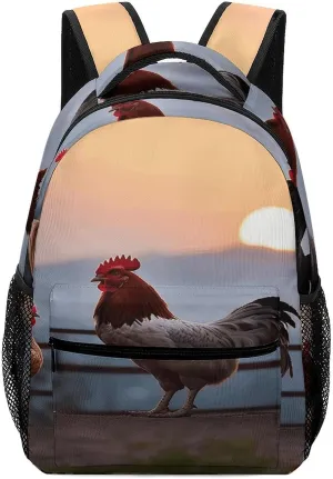 Small Backpacks Personalized Animal Chickens Printing Travel Bag Lightweight Travel Backpack For Women Men