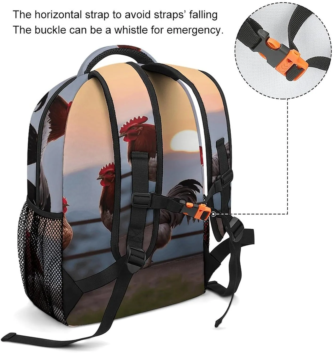 Small Backpacks Personalized Animal Chickens Printing Travel Bag Lightweight Travel Backpack For Women Men