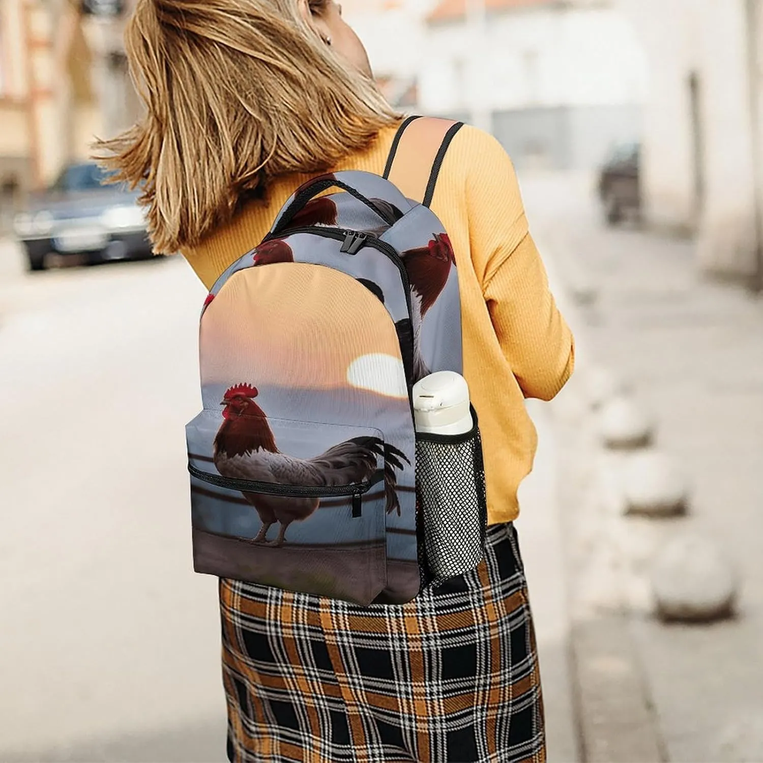 Small Backpacks Personalized Animal Chickens Printing Travel Bag Lightweight Travel Backpack For Women Men