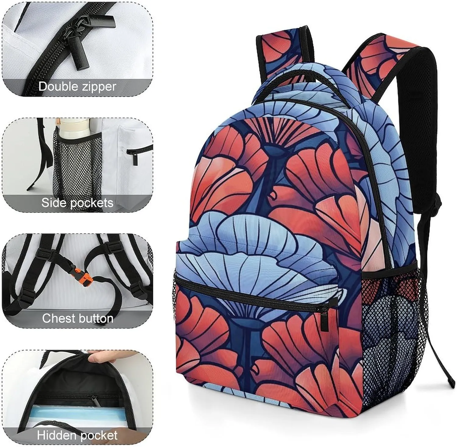 Small Backpacks Personalized Art Deco Style Printing Travel Bag Lightweight Travel Backpack For Women Men