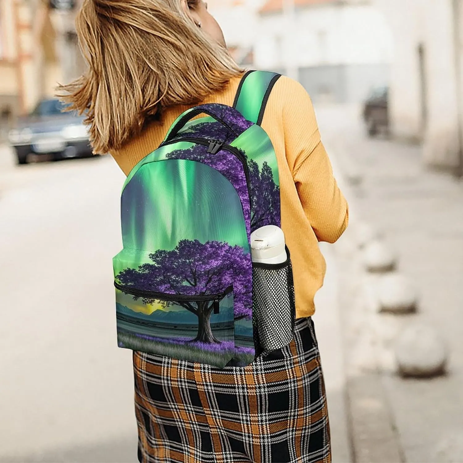 Small Backpacks Personalized Artistic Purple Tree Printing Travel Bag Lightweight Travel Backpack For Women Men
