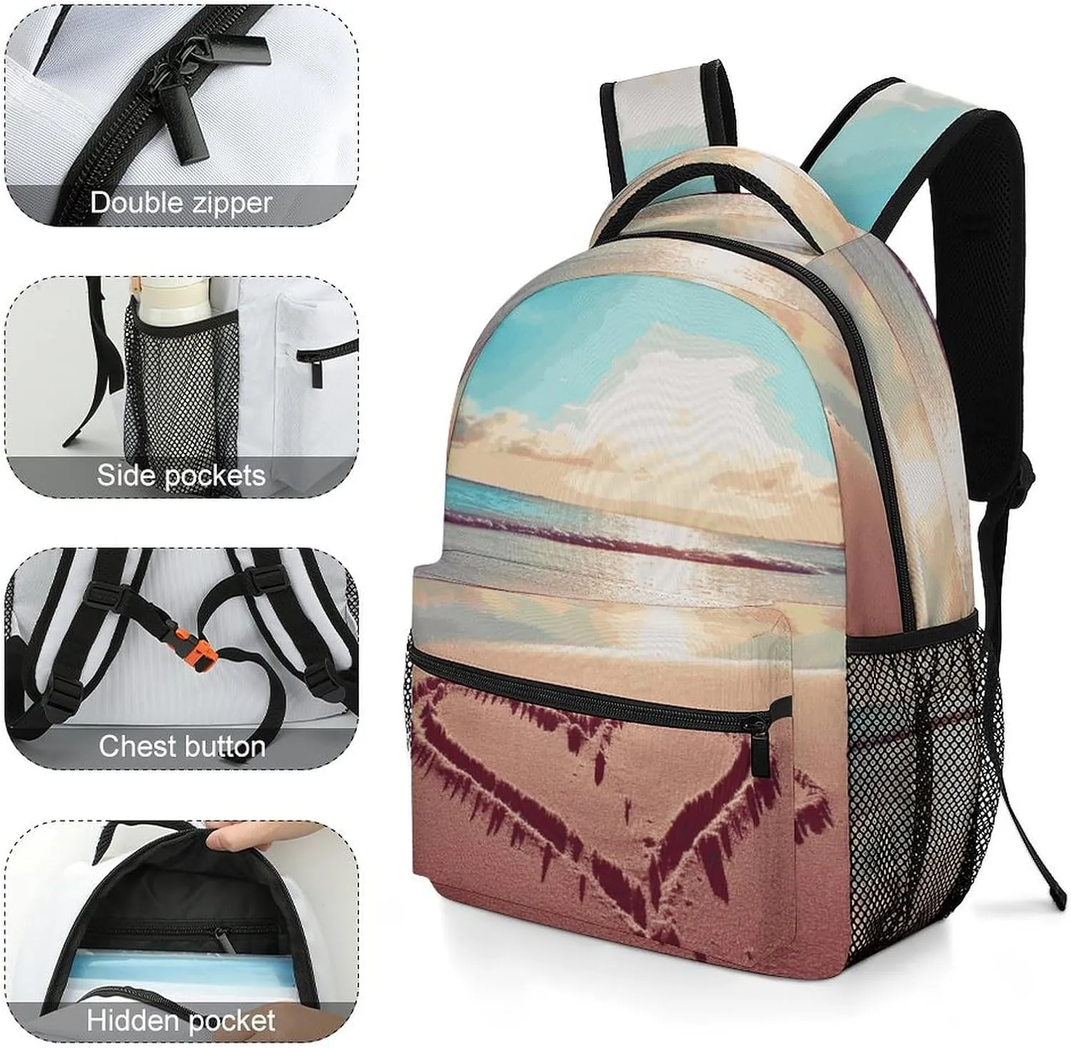 Small Backpacks Personalized Beach Printing Travel Bag Lightweight Travel Backpack For Women Men