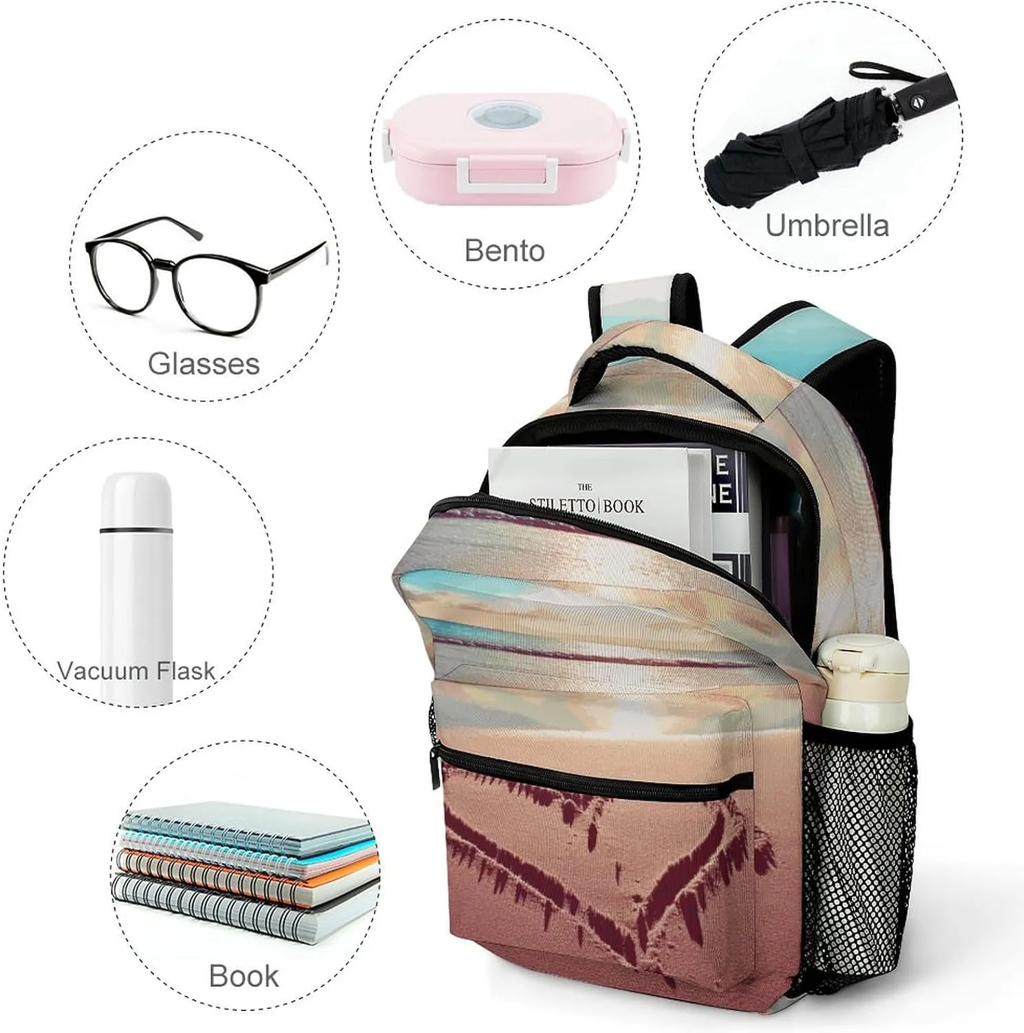 Small Backpacks Personalized Beach Printing Travel Bag Lightweight Travel Backpack For Women Men