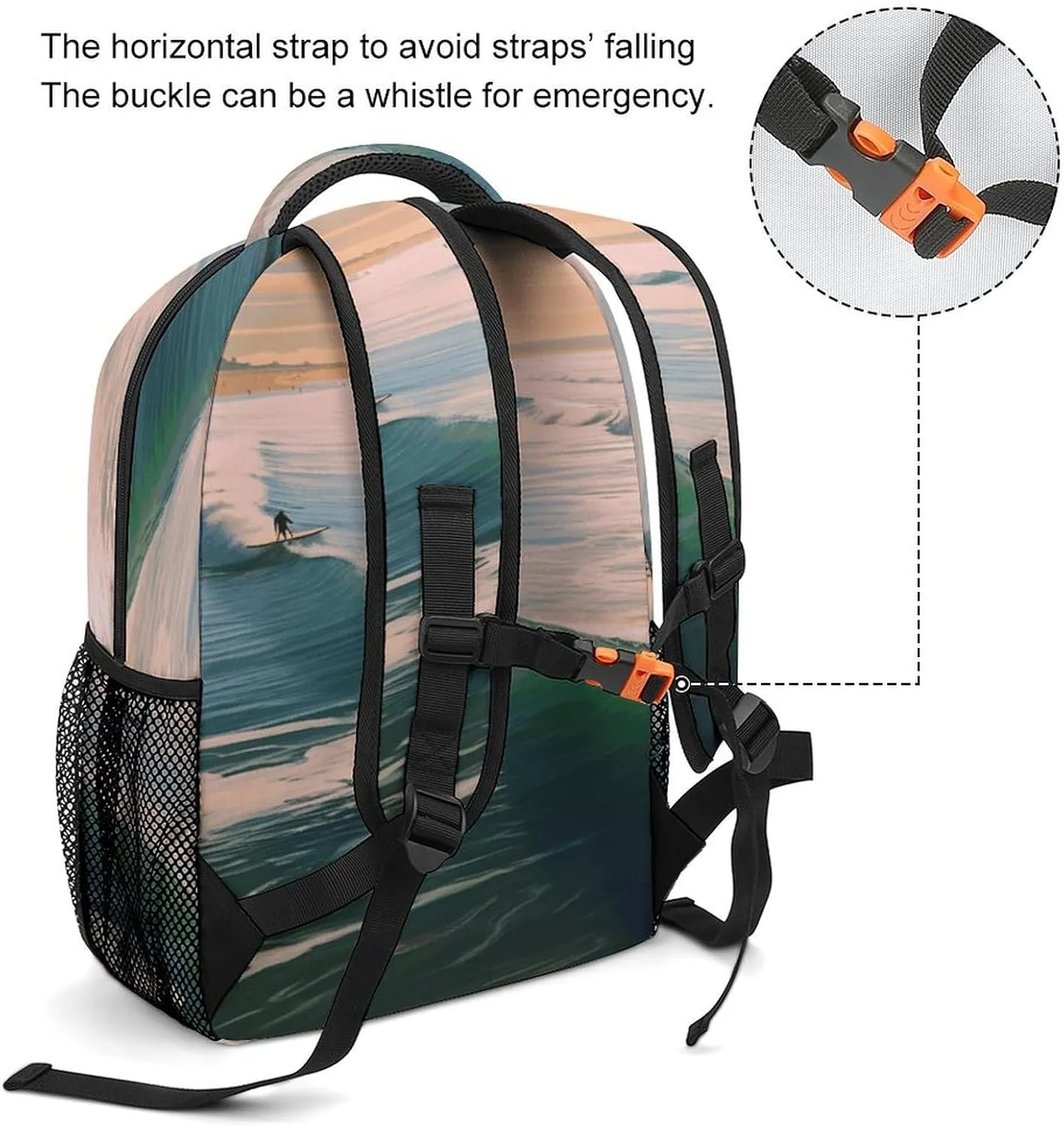 Small Backpacks Personalized Beach Surf Printing Travel Bag Lightweight Travel Backpack For Women Men