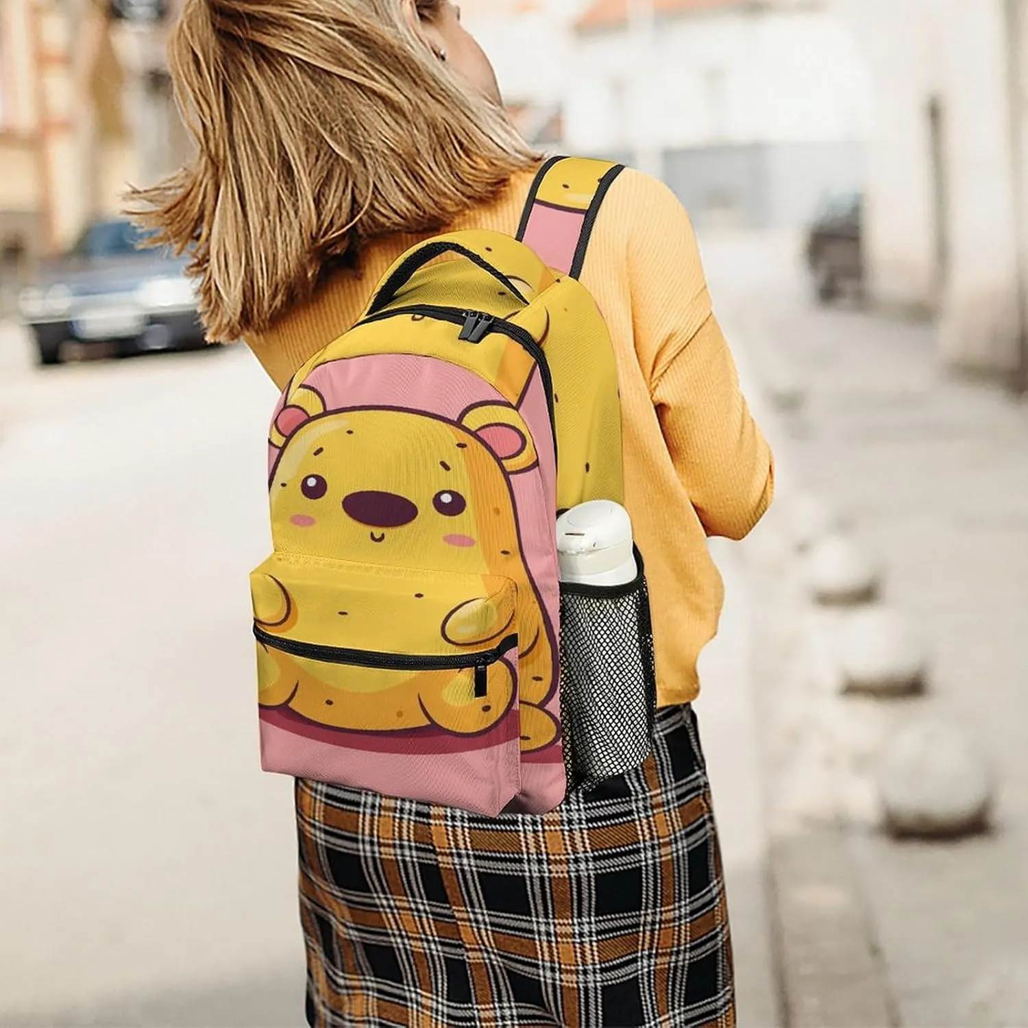 Small Backpacks Personalized Bear Shaped Potato Printing Travel Bag Lightweight Travel Backpack For Women Men