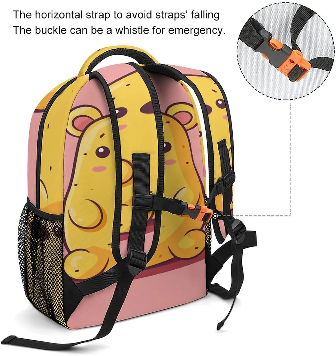Small Backpacks Personalized Bear Shaped Potato Printing Travel Bag Lightweight Travel Backpack For Women Men
