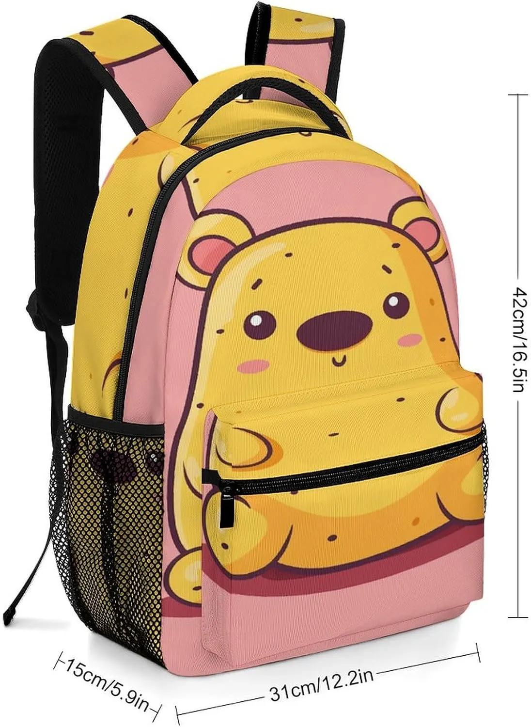 Small Backpacks Personalized Bear Shaped Potato Printing Travel Bag Lightweight Travel Backpack For Women Men