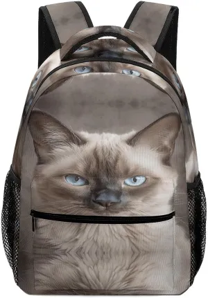 Small Backpacks Personalized Beautiful Siamese Close-up Printing Travel Bag Lightweight Travel Backpack For Women Men