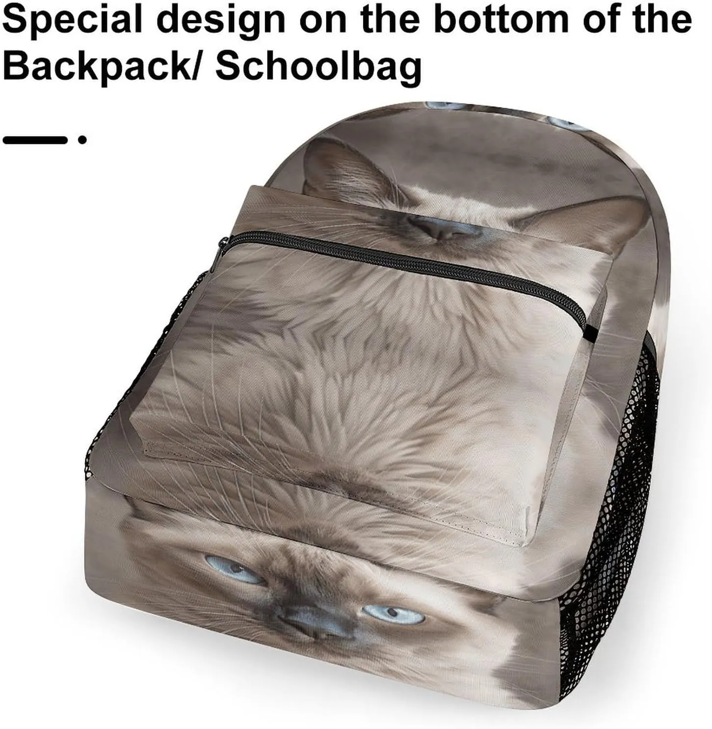 Small Backpacks Personalized Beautiful Siamese Close-up Printing Travel Bag Lightweight Travel Backpack For Women Men