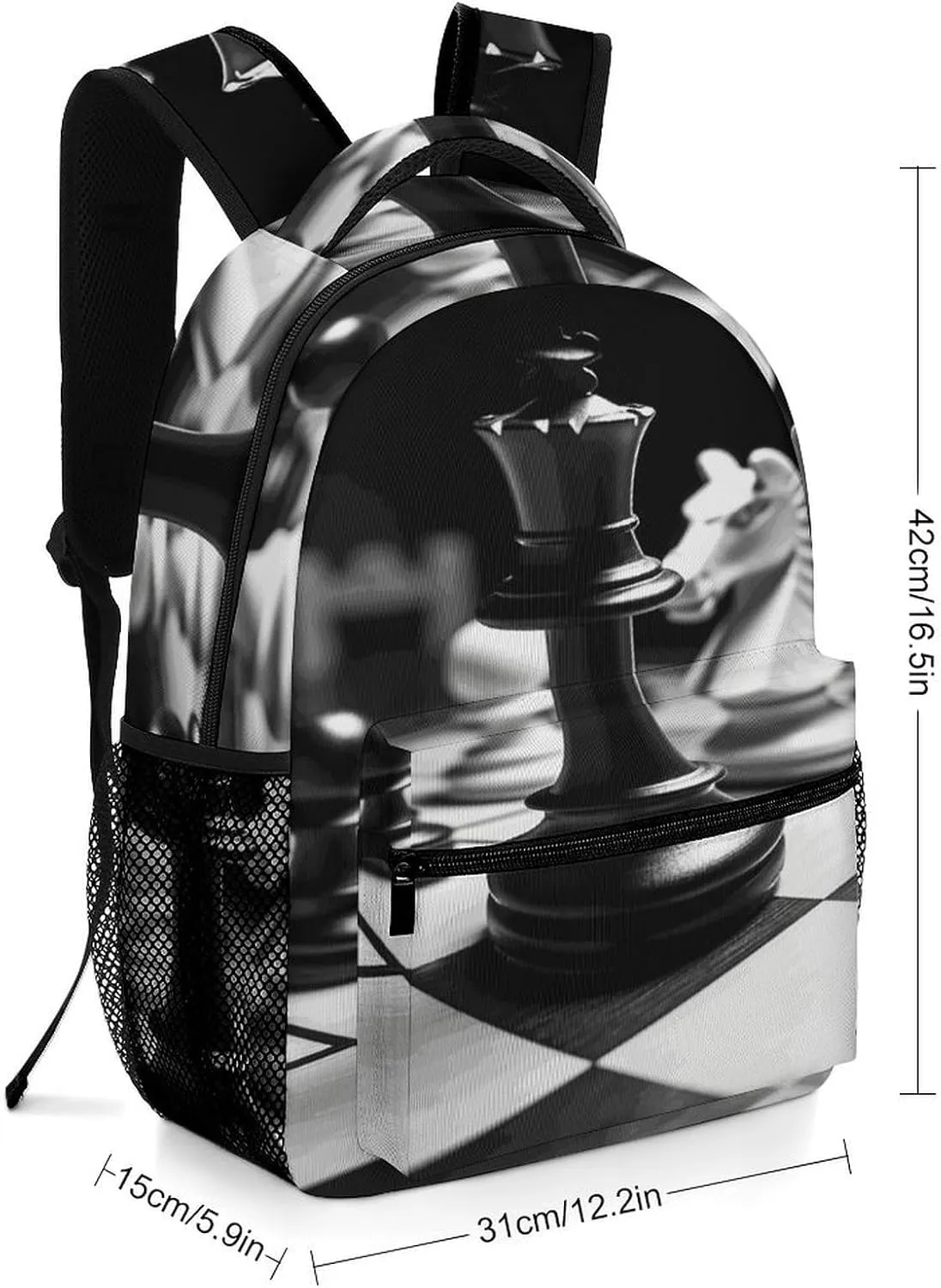 Small Backpacks Personalized Black And White Chess Printing Travel Bag Lightweight Travel Backpack For Women Men