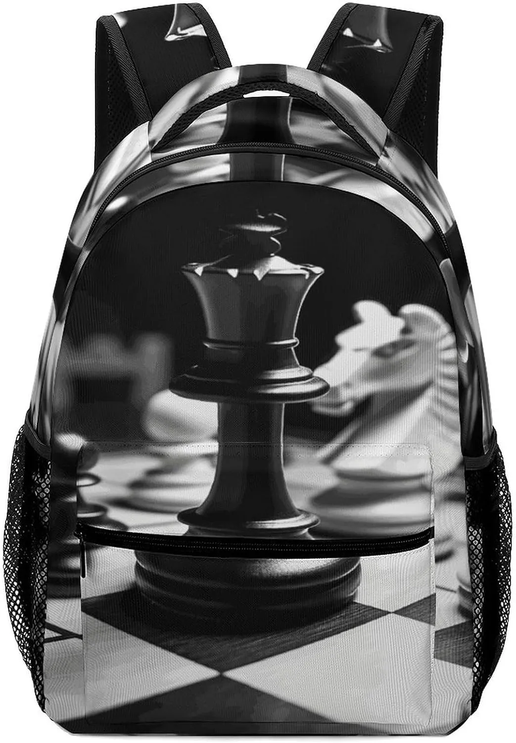 Small Backpacks Personalized Black And White Chess Printing Travel Bag Lightweight Travel Backpack For Women Men