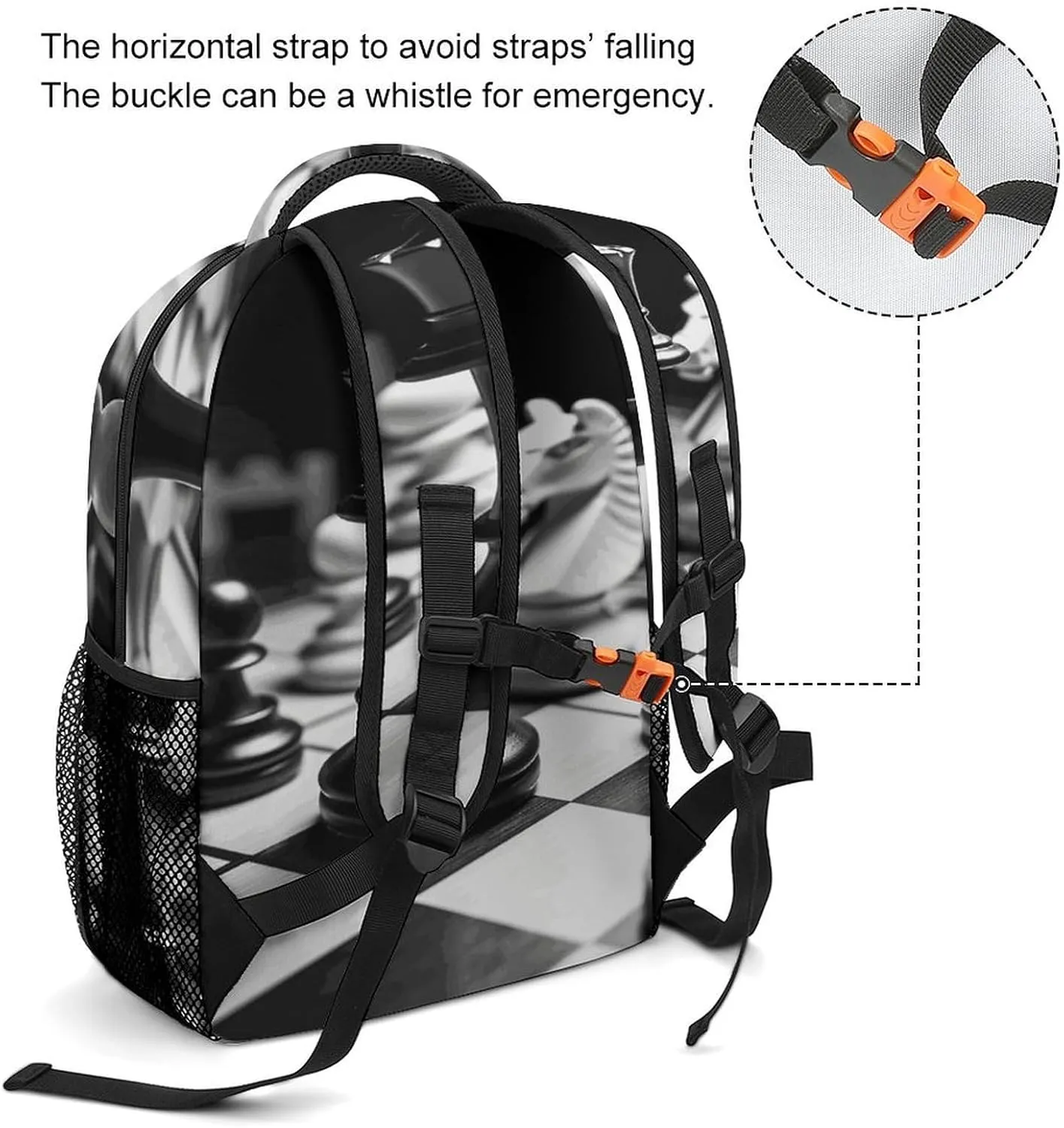 Small Backpacks Personalized Black And White Chess Printing Travel Bag Lightweight Travel Backpack For Women Men