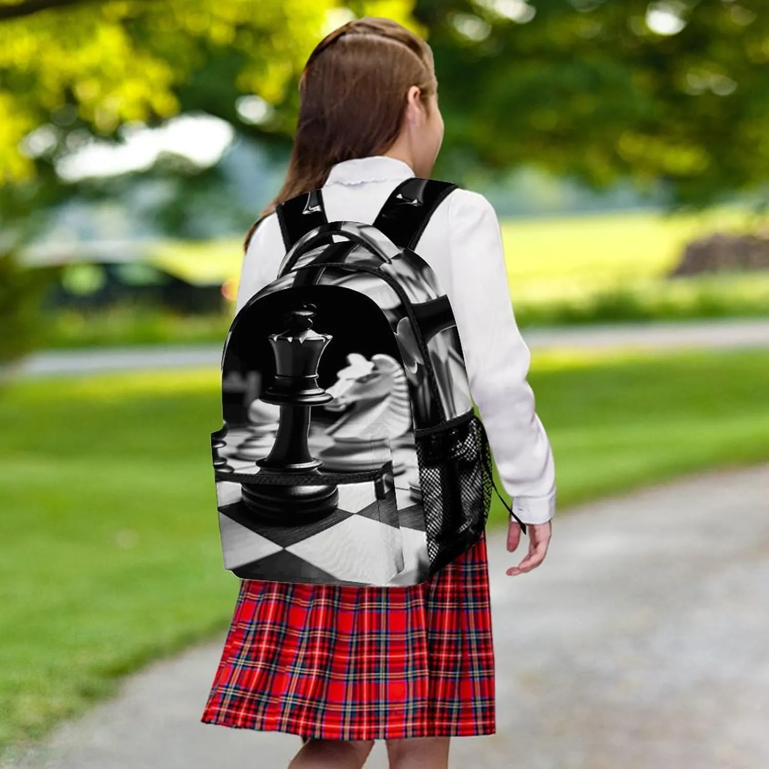 Small Backpacks Personalized Black And White Chess Printing Travel Bag Lightweight Travel Backpack For Women Men