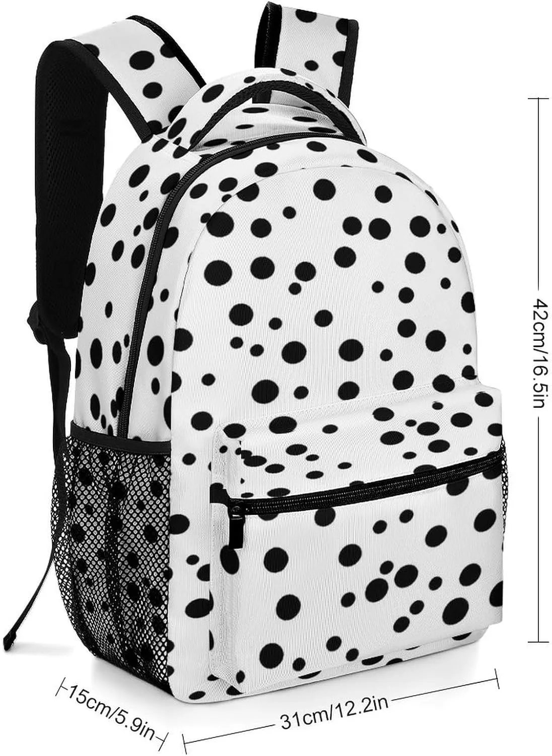 Small Backpacks Personalized Black And White Polka Dot Printing Travel Bag Lightweight Travel Backpack For Women Men