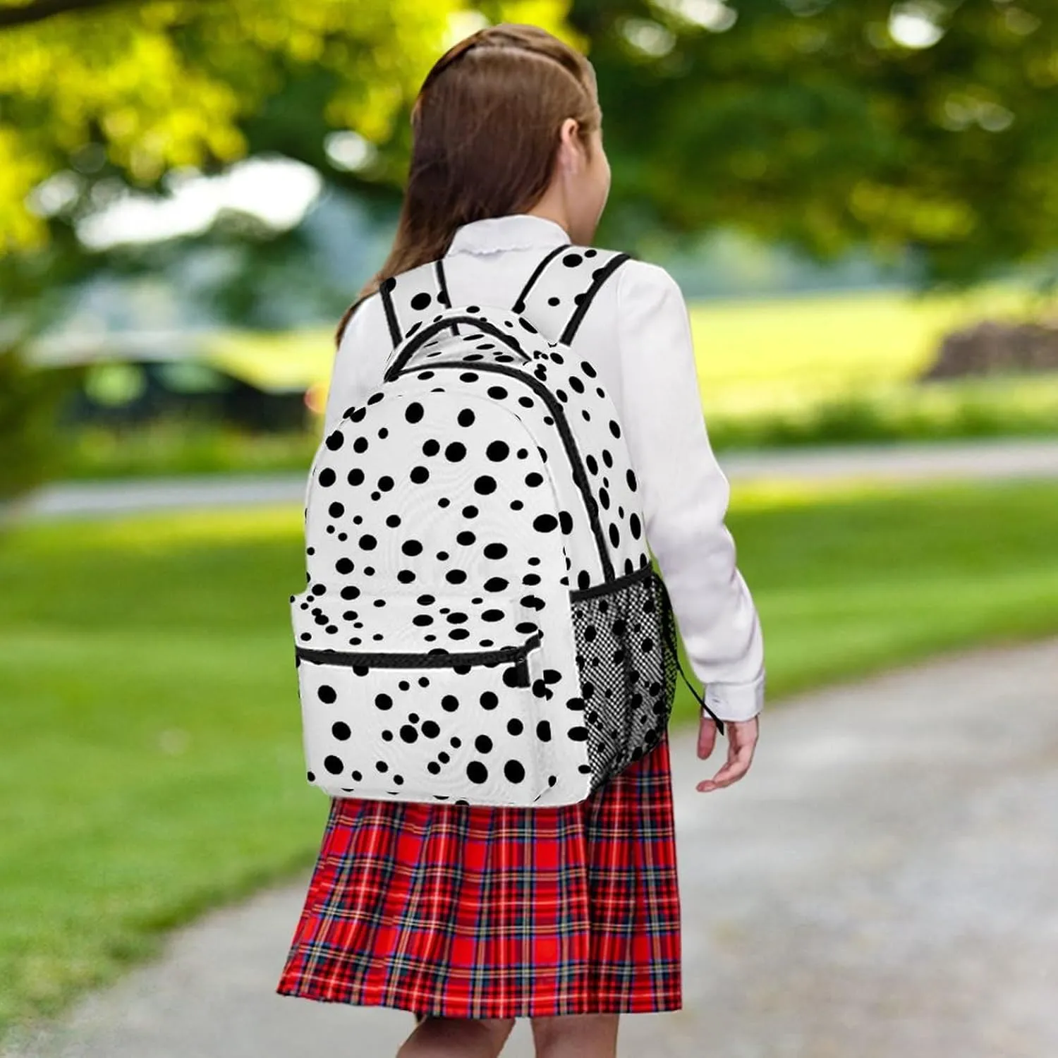 Small Backpacks Personalized Black And White Polka Dot Printing Travel Bag Lightweight Travel Backpack For Women Men