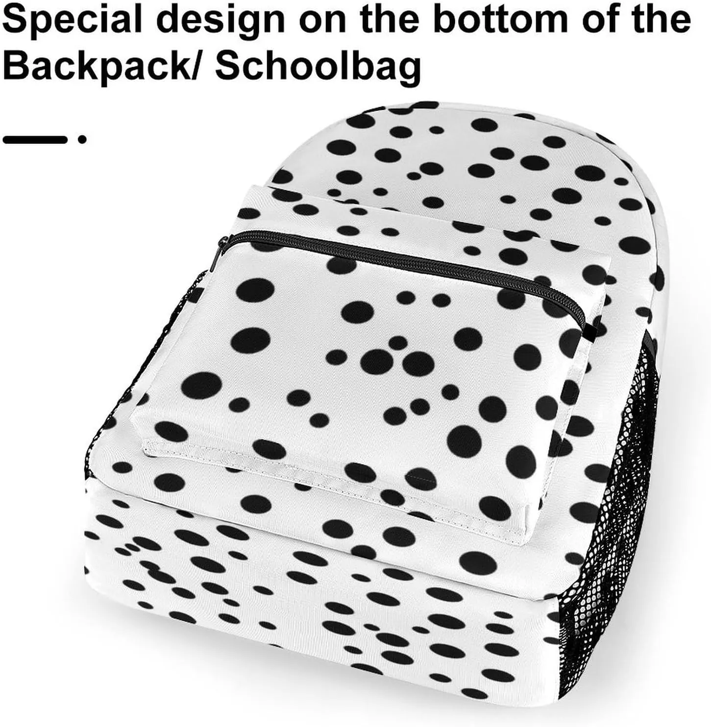 Small Backpacks Personalized Black And White Polka Dot Printing Travel Bag Lightweight Travel Backpack For Women Men