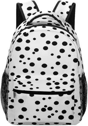 Small Backpacks Personalized Black And White Polka Dot Printing Travel Bag Lightweight Travel Backpack For Women Men