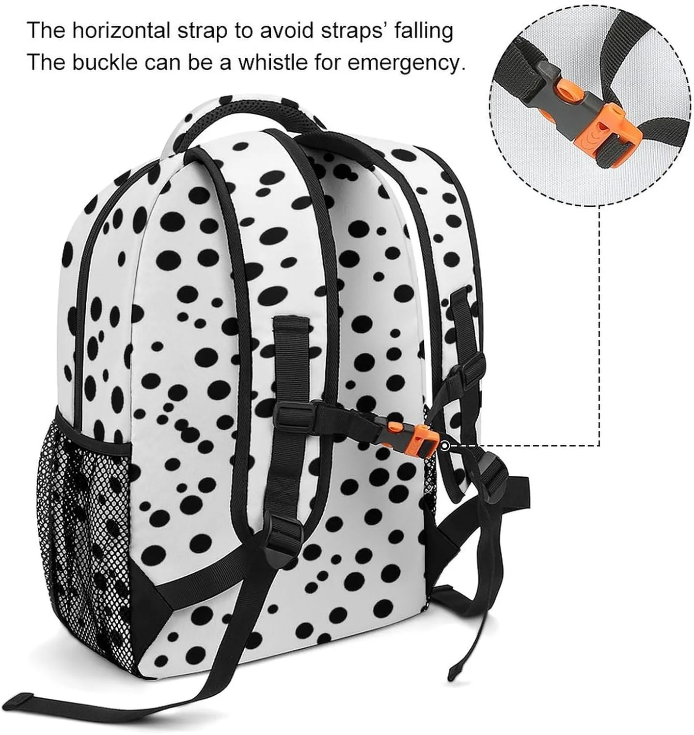 Small Backpacks Personalized Black And White Polka Dot Printing Travel Bag Lightweight Travel Backpack For Women Men