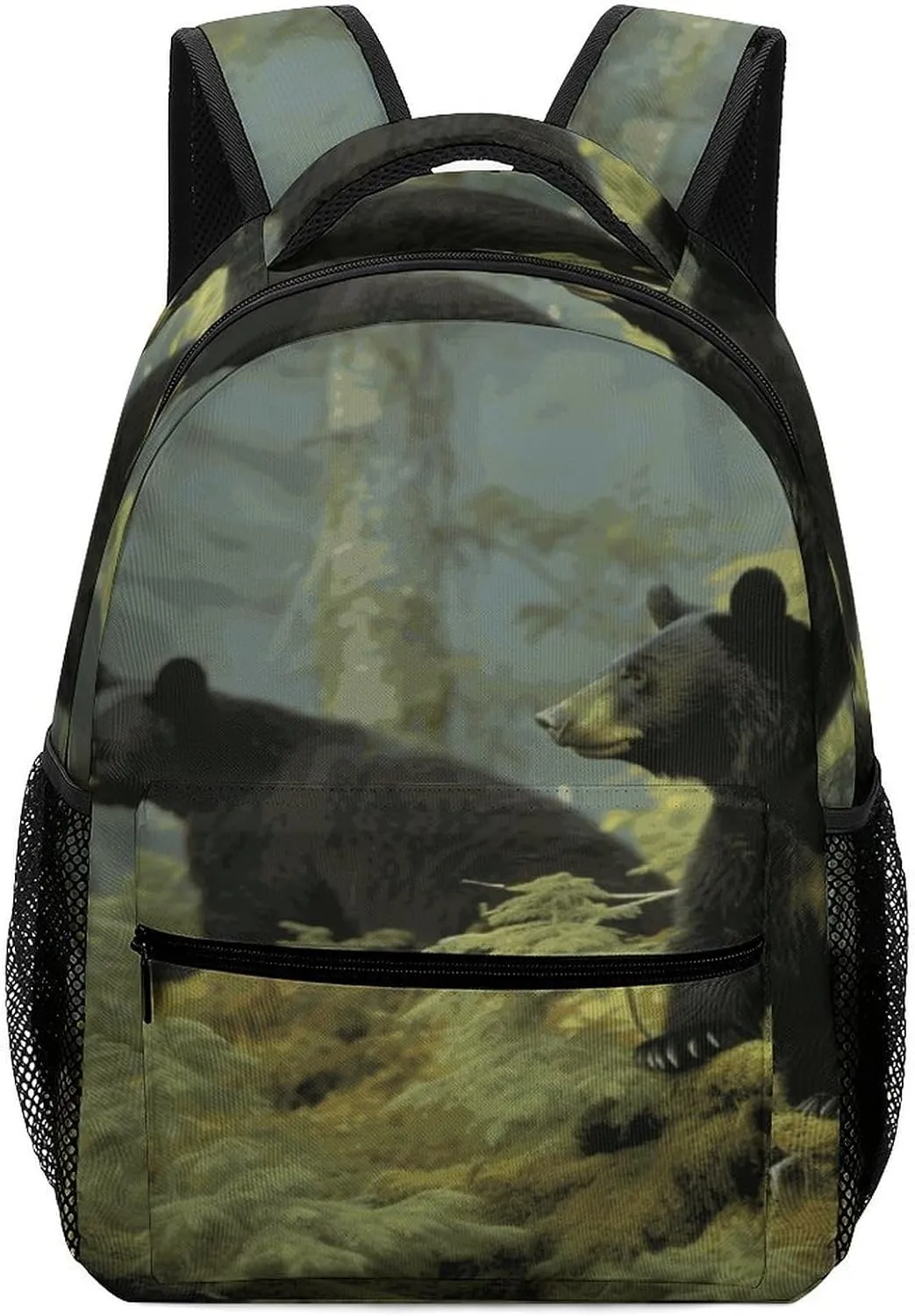Small Backpacks Personalized Black Bears Printing Travel Bag Lightweight Travel Backpack For Women Men