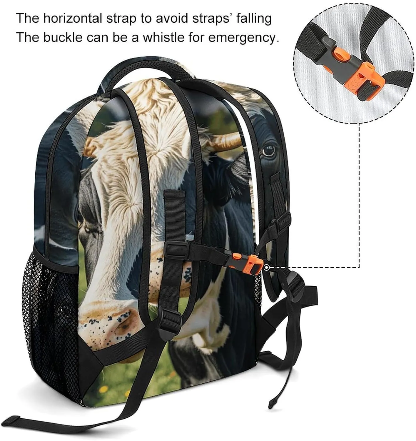 Small Backpacks Personalized Black White Milk Cow Printing Travel Bag Lightweight Travel Backpack For Women Men