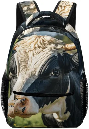 Small Backpacks Personalized Black White Milk Cow Printing Travel Bag Lightweight Travel Backpack For Women Men