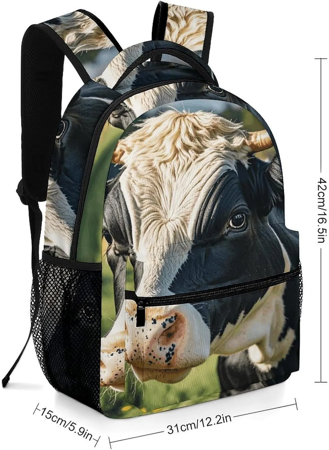 Small Backpacks Personalized Black White Milk Cow Printing Travel Bag Lightweight Travel Backpack For Women Men