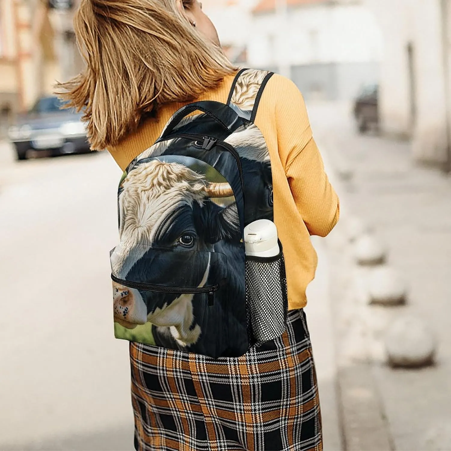 Small Backpacks Personalized Black White Milk Cow Printing Travel Bag Lightweight Travel Backpack For Women Men