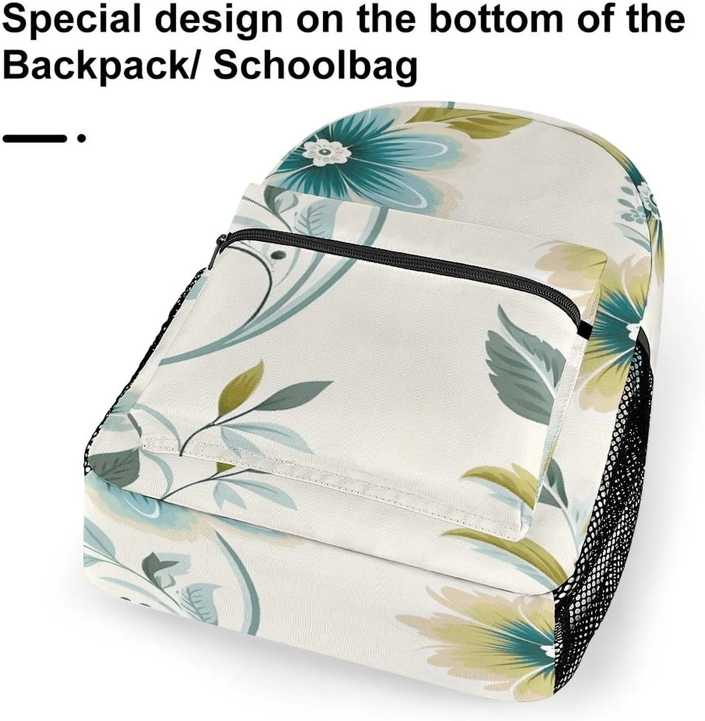 Small Backpacks Personalized Blue And Green Flowers Printing Travel Bag Lightweight Travel Backpack For Women Men