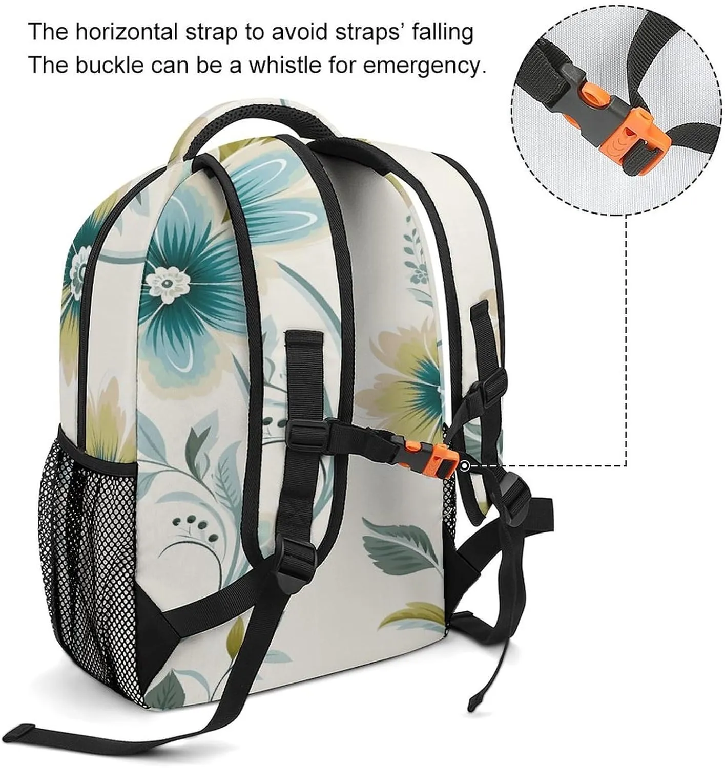Small Backpacks Personalized Blue And Green Flowers Printing Travel Bag Lightweight Travel Backpack For Women Men