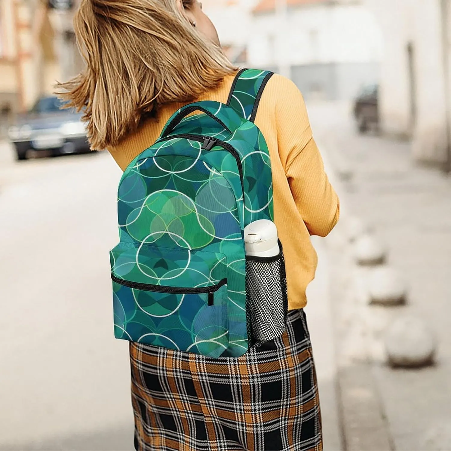Small Backpacks Personalized Blue And Green Shades Printing Travel Bag Lightweight Travel Backpack For Women Men