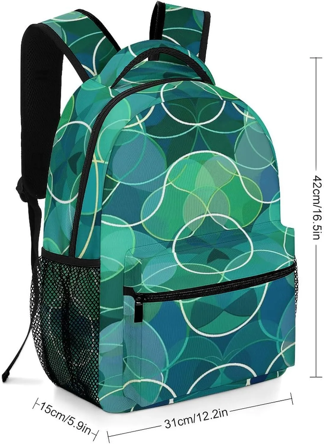 Small Backpacks Personalized Blue And Green Shades Printing Travel Bag Lightweight Travel Backpack For Women Men
